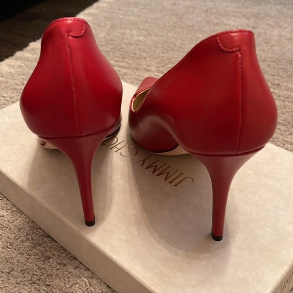 Authentic Jimmy Choo Alia Red Leather Pump 3.5 inches - Picture 3 of 4